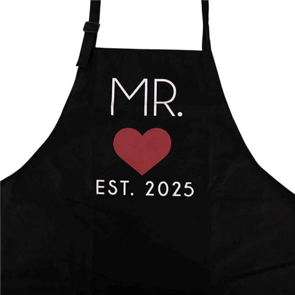 Mr. and Mrs. Couples Kitchen Aprons (2-Piece Set) Cute Cooking Bibs Wedding